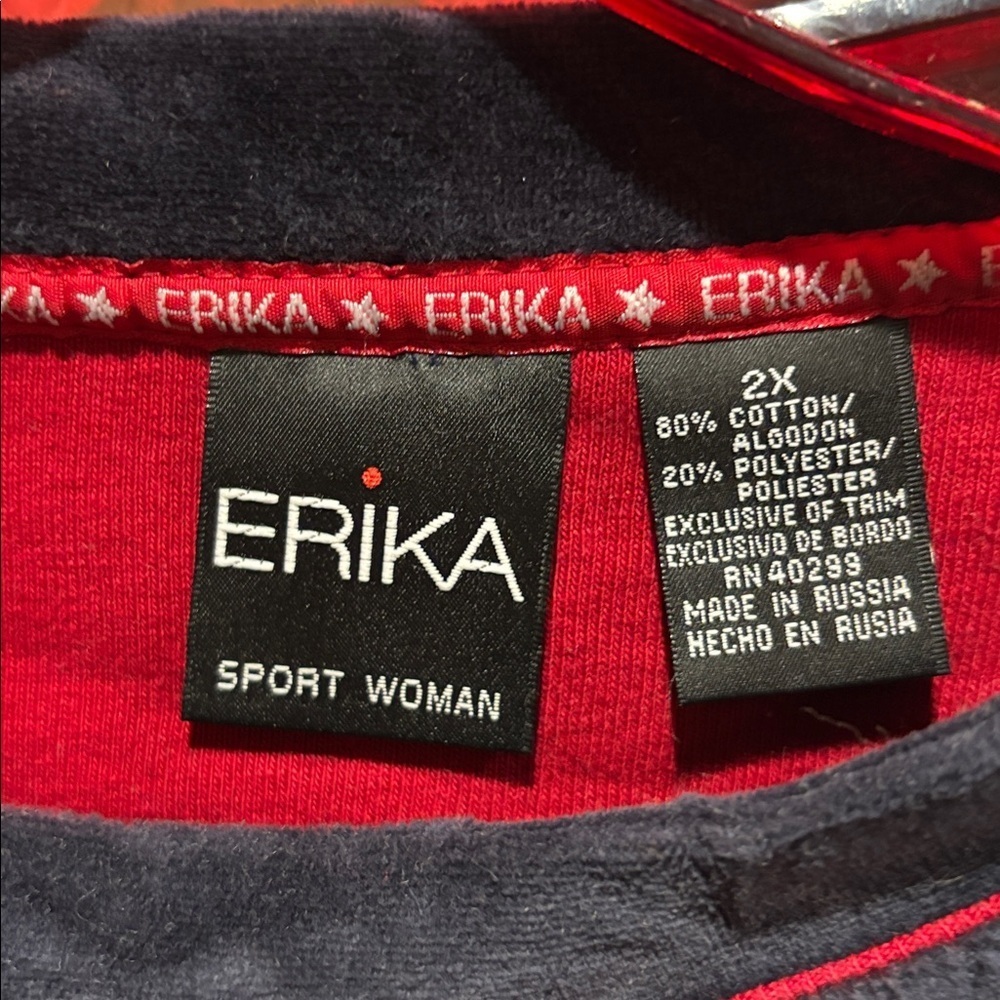 Erika Women's Navy and Gray Striped Crewneck Sweater - Picture 2 of 4